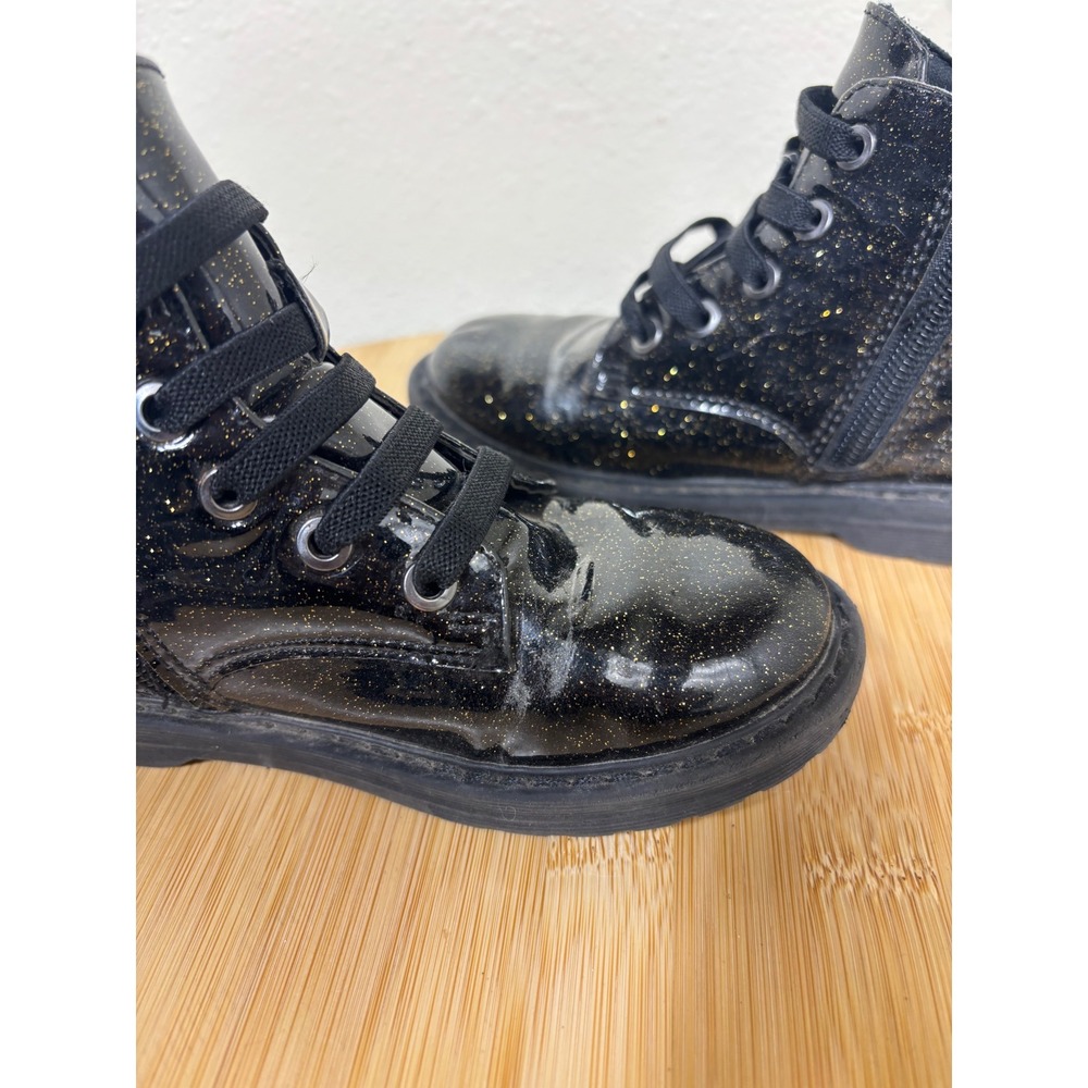 Thereabouts Boots Size 10M Lil Reese Black Glitter Sparkle Lace Up Side Zip - Picture 9 of 13